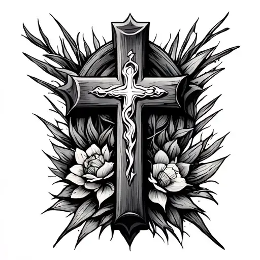 Cross with 1 Peter 5:7 tattoo design idea