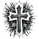 Cross with 1 Peter 5:7 tattoo design idea