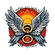 Wings with two rings.  tattoo design idea