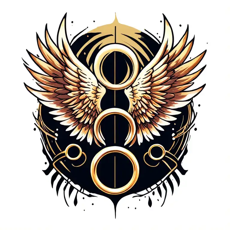 Wings with two rings.  tattoo design idea