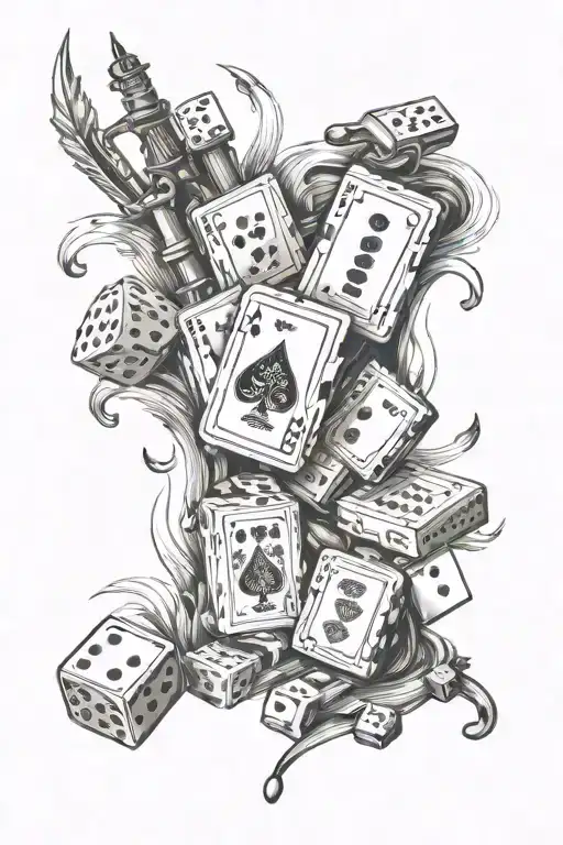 scotch roulettes cards dice guns tattoo design idea