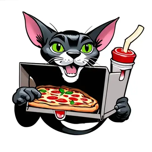 the pink panther delivering pizza tattoo design idea