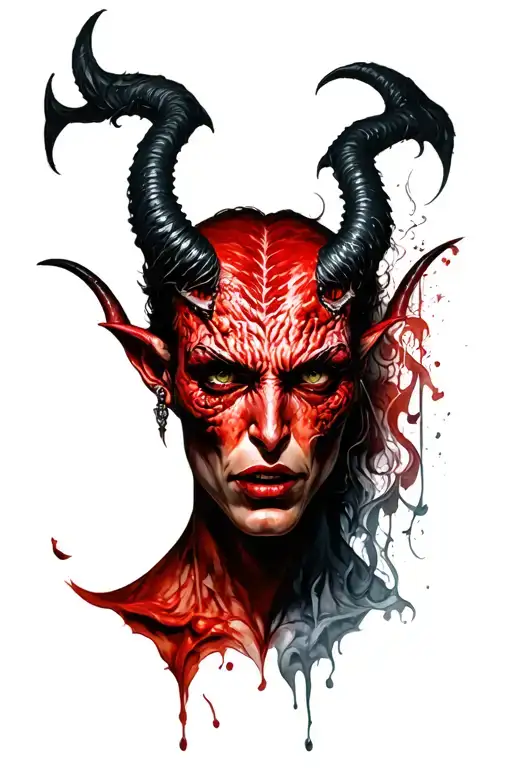 devil whispering in my ear tattoo design idea