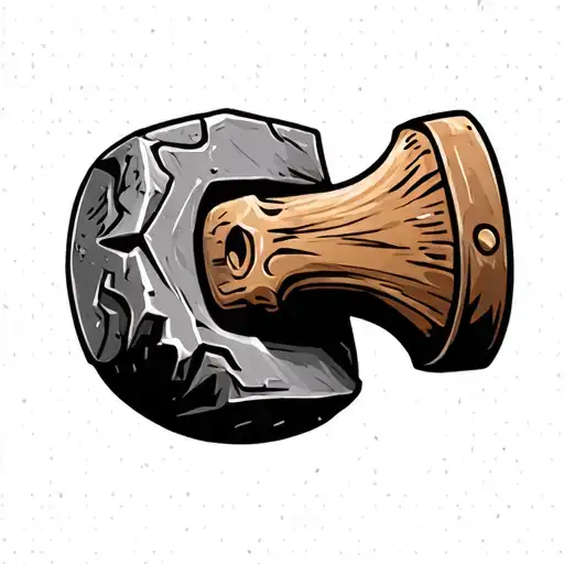 rock hammer facing away tattoo design idea