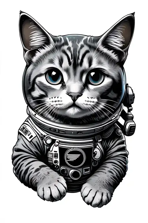 Space cat astronaut tattoo design idea