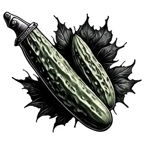 pickle with knifes tattoo design idea