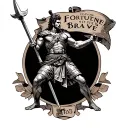 Roman gladiator fighting with a banner of fortune favors the brave in latin tattoo design idea