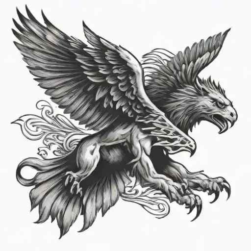 lion and eagle soaring tattoo design idea