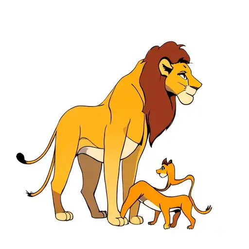 Mom and dad with their child, based on the movie "The Lion King" tattoo design idea