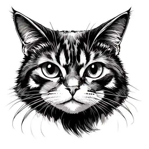 Crazy cat draw like tattoo design idea