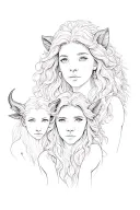 Leo mother and her two children Virgo and taurus tattoo design idea