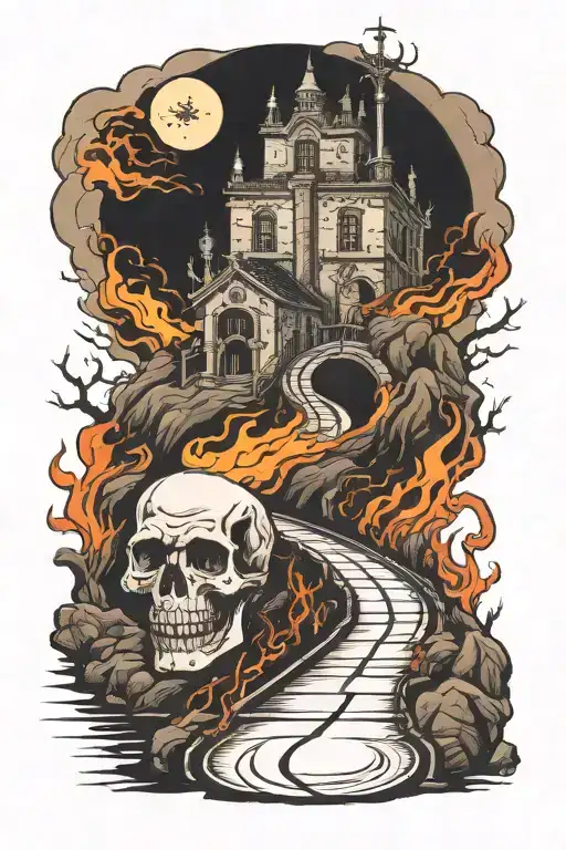 dangerous road leading to hell tattoo design idea