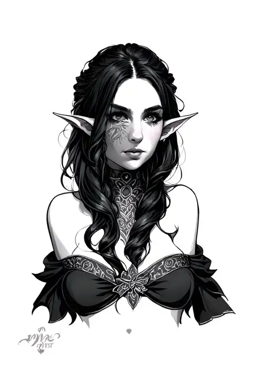 plus size elf girl tattoo design idea
