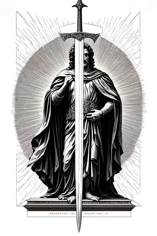 arminius statue raising sword tattoo design idea