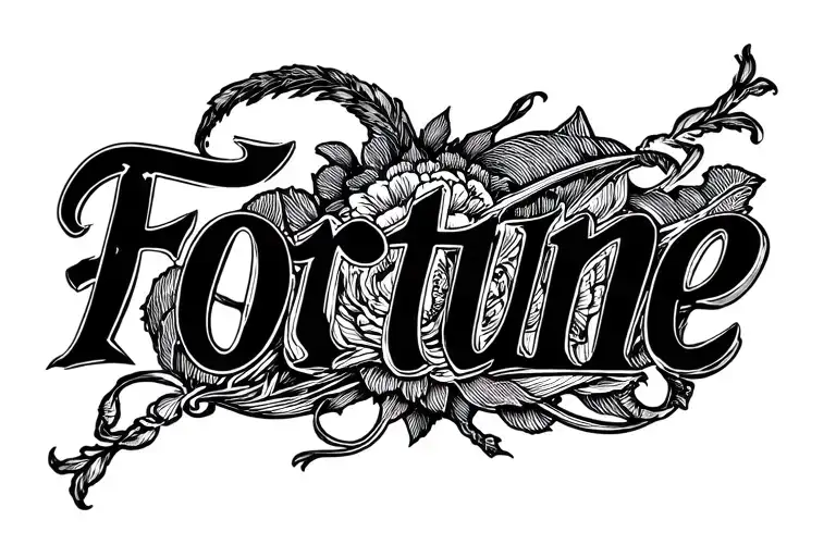 Fortune helps text strong tattoo design idea
