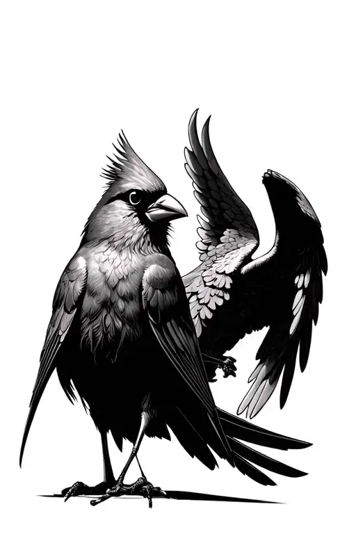 bird cardinal and angel george the victorious tattoo design idea
