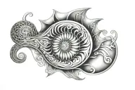 nautilus shell surrounded tattoo design idea