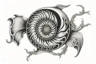 nautilus shell surrounded tattoo design idea