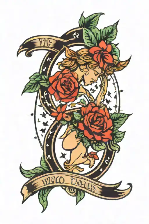 Virgo and Taurus zodiac symbol surrounded tattoo design idea