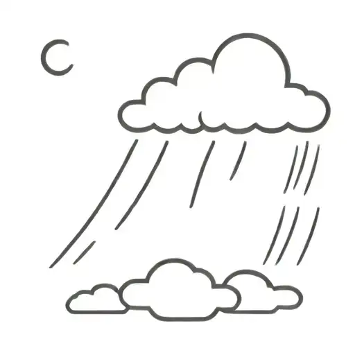 Fine line simple single cloud with rain tattoo design idea