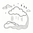 Fine line simple single cloud with rain tattoo design idea
