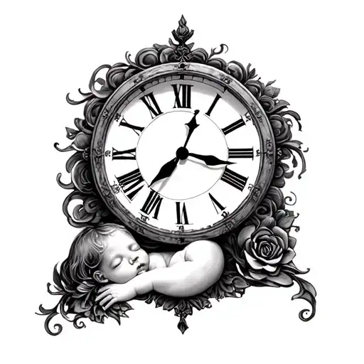 Daughter Birth Clock tattoo design idea