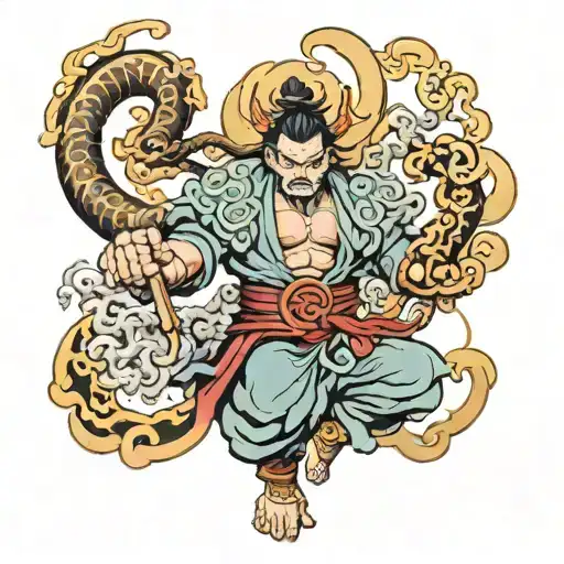 raijin fujin full sleeve tattoo design idea