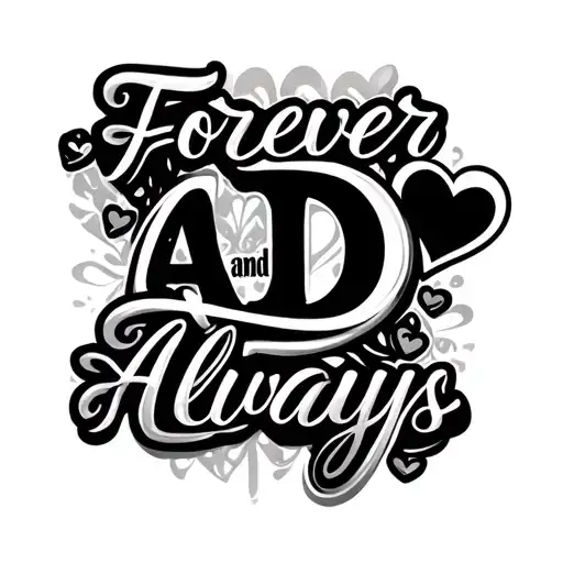 "Forever and always " infinity symbol with A and D with hearts tattoo design idea
