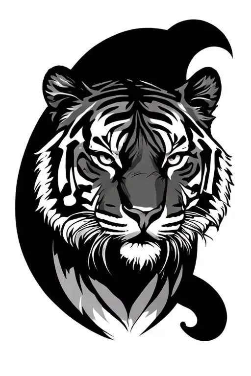 Black and white tiger tattoo design idea