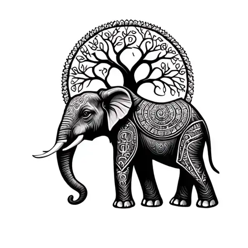 ankh elephant tree of life tattoo design idea