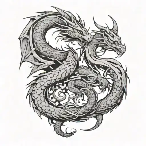 dragons as a gemini sign tattoo design idea