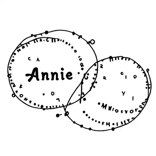 Two Circles with "Annie" spelled inside in Morse code tattoo design idea