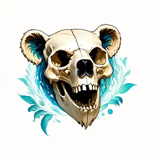 bear skull surrounded tattoo design idea