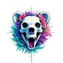 bear skull surrounded tattoo design idea