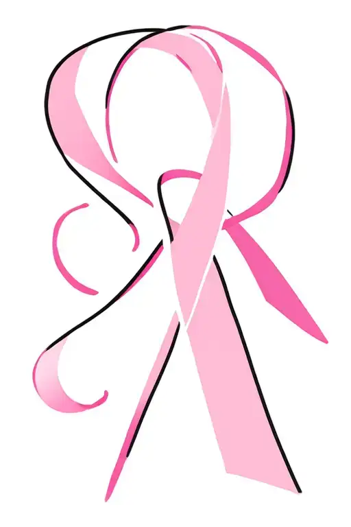 breast cancer ribbon and letter R subtly incorporated tattoo design idea