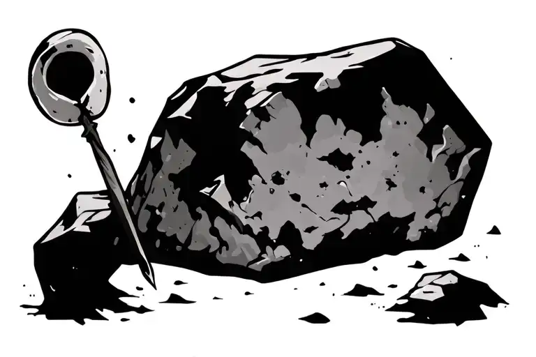 stick and a rock looking cartoon tattoo design idea