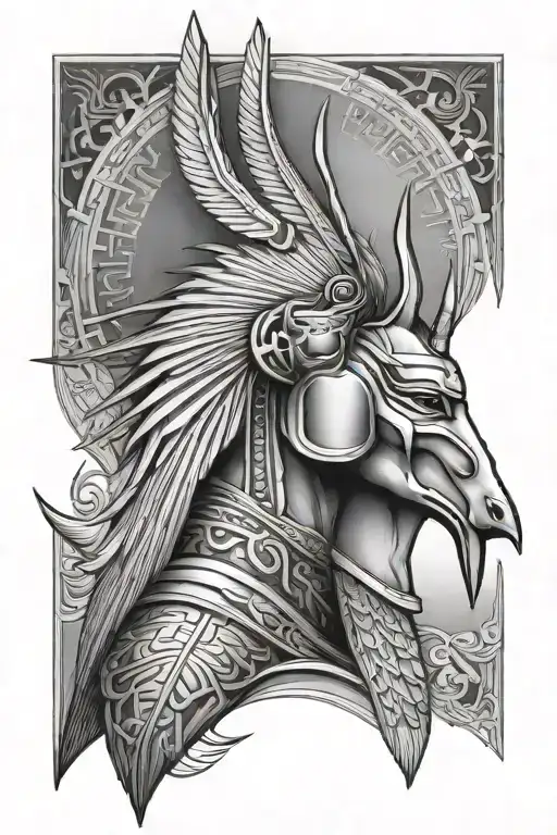 Horus and Anubis god tattoo design idea