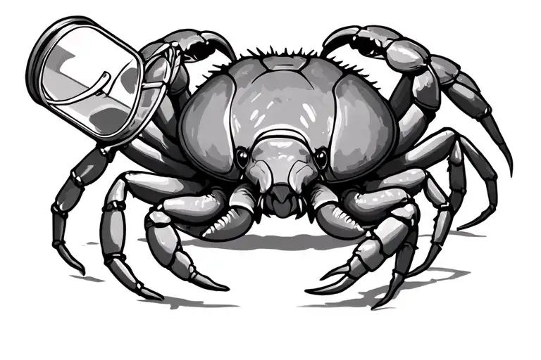 hermit crab holding stick and hour glass tattoo design idea