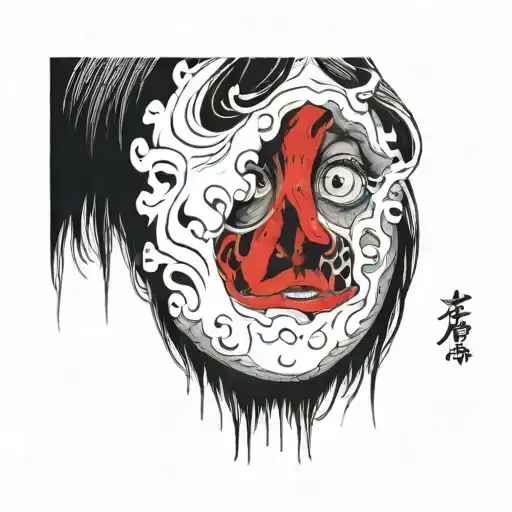 Black And White Anime Girl Character horror gothic Junji Ito Style  tattoo design idea