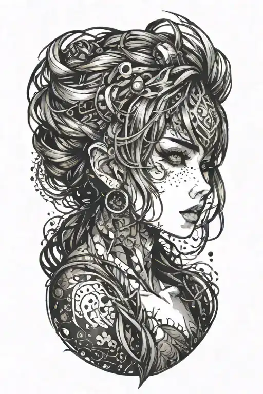 Anime girl tattoo design idea