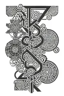 kaizen Japanese characters combined with psilocybin molecule tattoo design idea