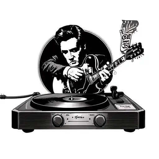 Johnny cash record player tattoo design idea