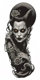 demonic witch alter tattoo design idea