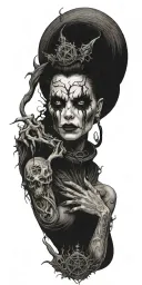 demonic witch alter tattoo design idea