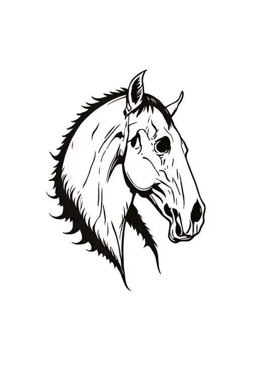 horse skull from side view with no hair tattoo holding tattoo design idea