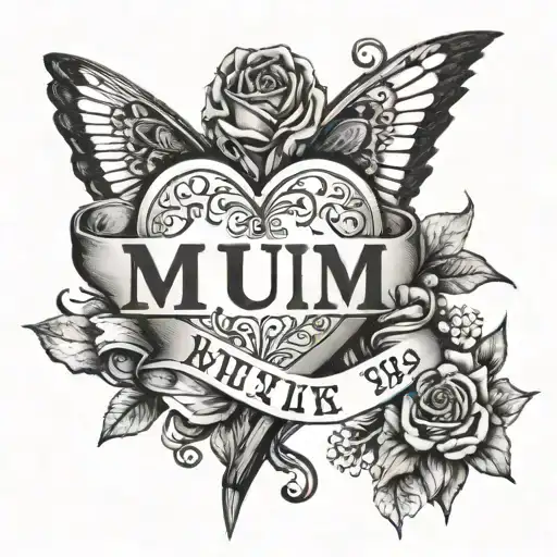 LOVE HEART WITH MUM/KYLIE WITH HER BIRTHDATE 7/1/1977 tattoo design idea