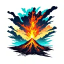 volcano erupting tattoo design idea