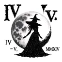 "IV - V - MMXIV" "IV - V - MMXIV" "IV - V - MMXIV" sexy witch bride silhouette over full moon tattoo design idea