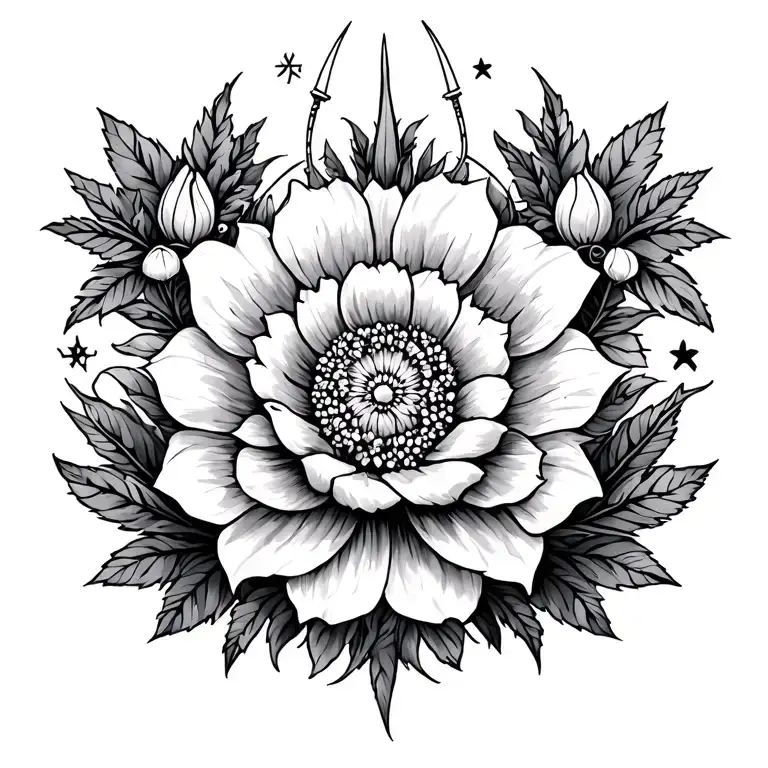 Family astrological sign virgin flower cancer sagittarius tattoo design idea