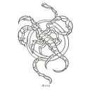 scorpion intertwined with aries zodiac sign tattoo design idea